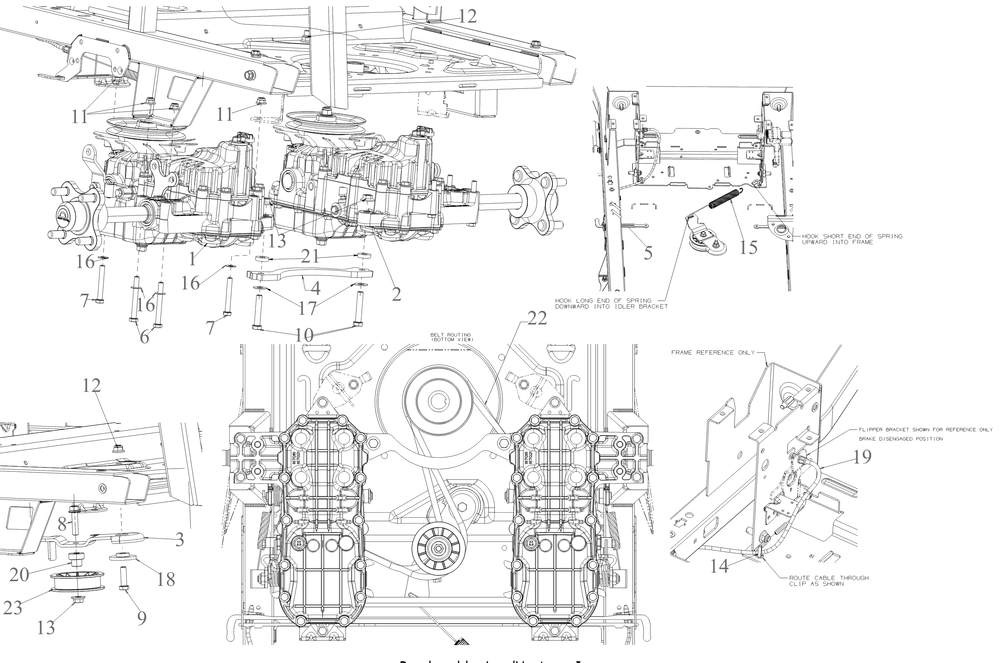 Drive Diagram and Parts List for ZT2-60KH (17ASEAC5A10)(2022) Cub Cadet Lawn Tractor